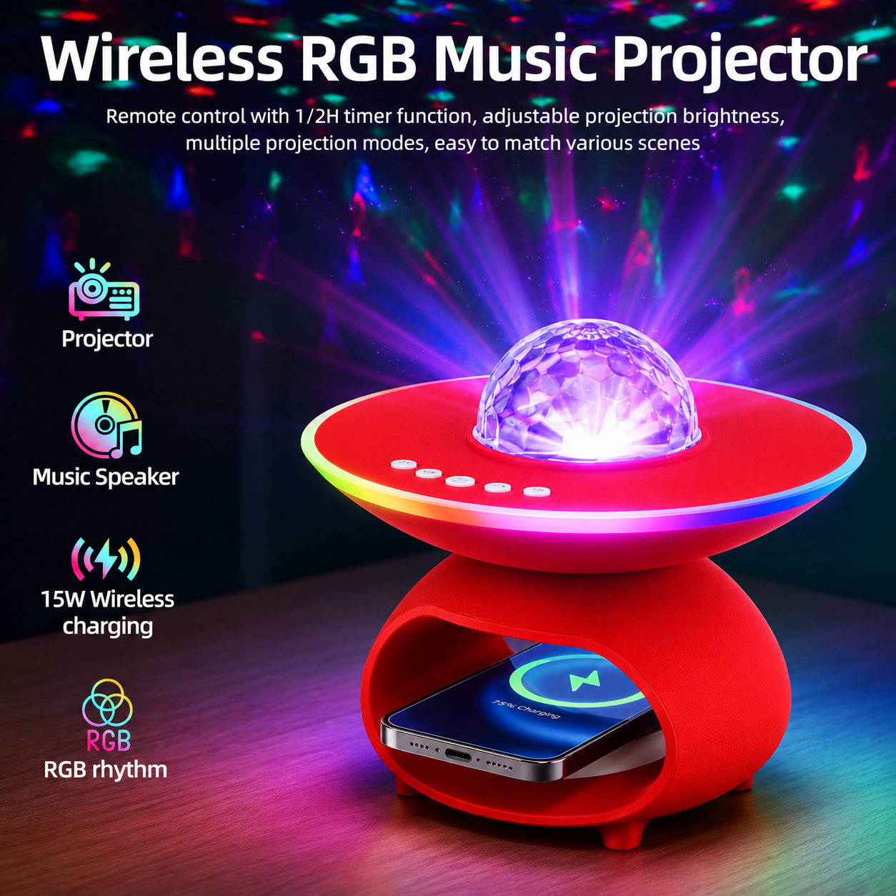 CosmoGlow- Galaxy Projector Speaker