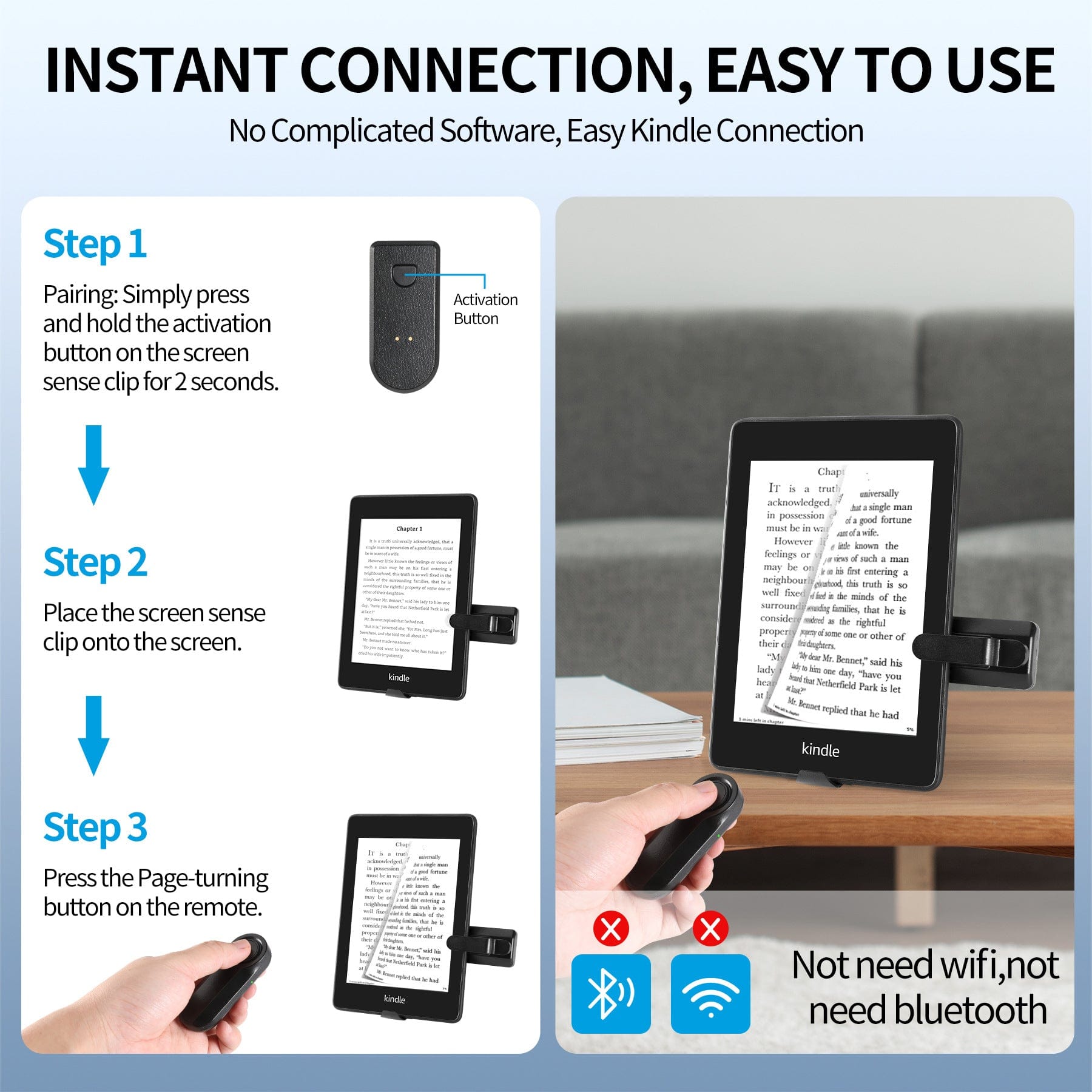 Ergonomic Kindle Page Turner Easy Page Turning for EReaders