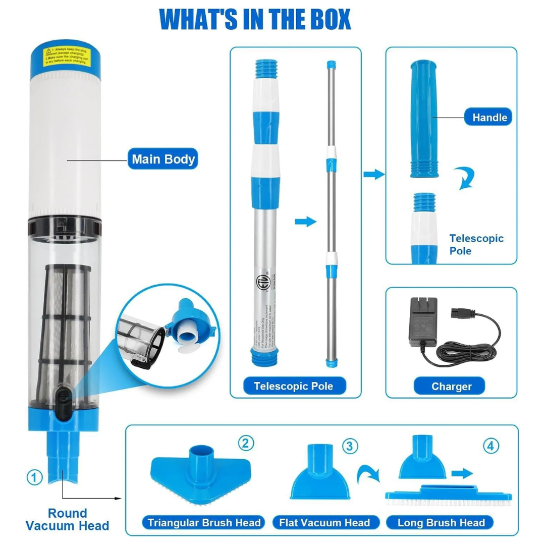 AquaVac - 3 in 1 Cordless Rechargeable Pool Vacuum Cleaner