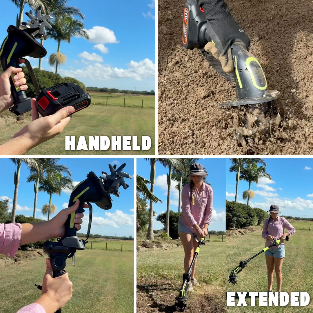 TurfVolt - 3-IN-1 Cordless Tiller & Cultivator with Extension Pole