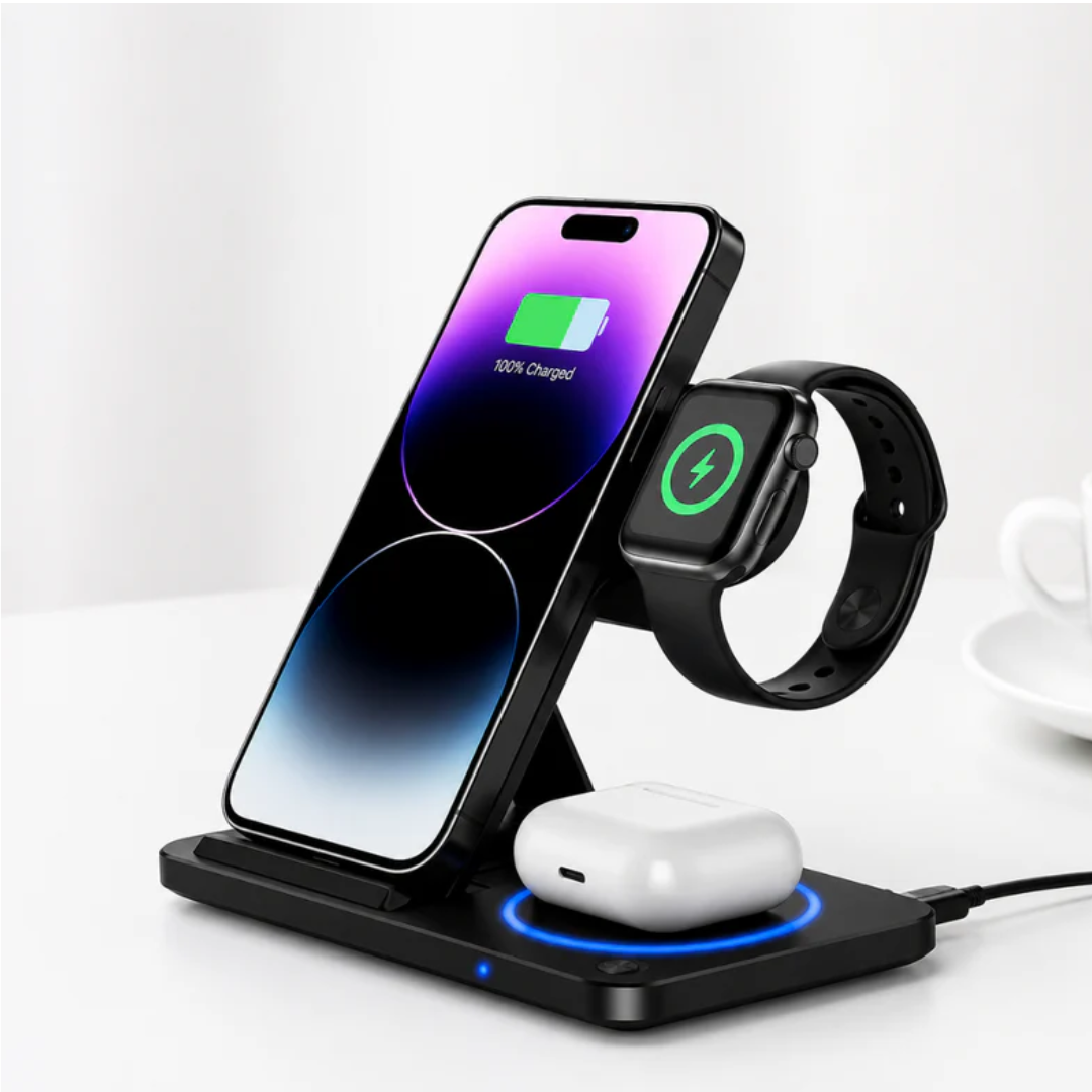 VeraCharge Trio - Foldable 3-in-1 Wireless Charging Station