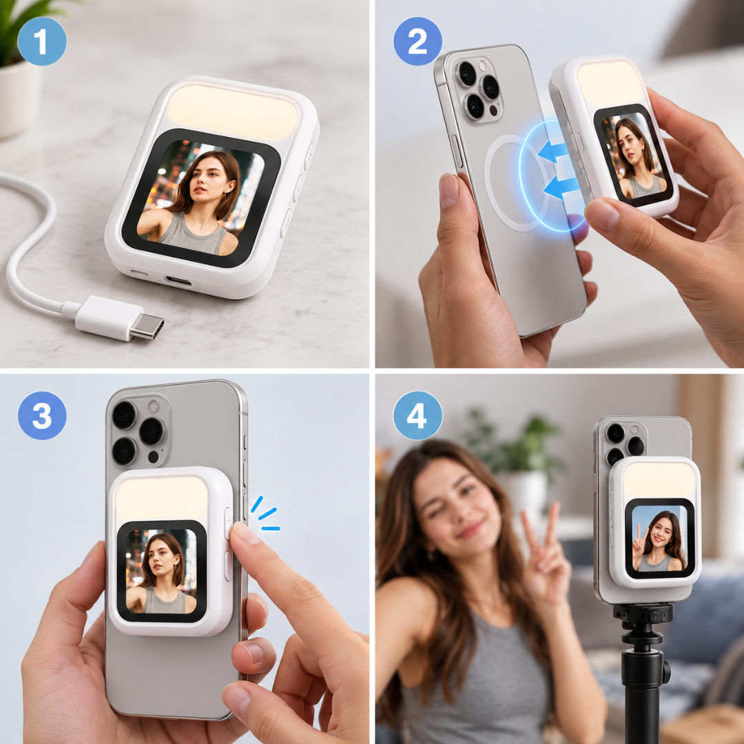 SnapMirror - Magnetic Rear Camera Screen with Selfie Light
