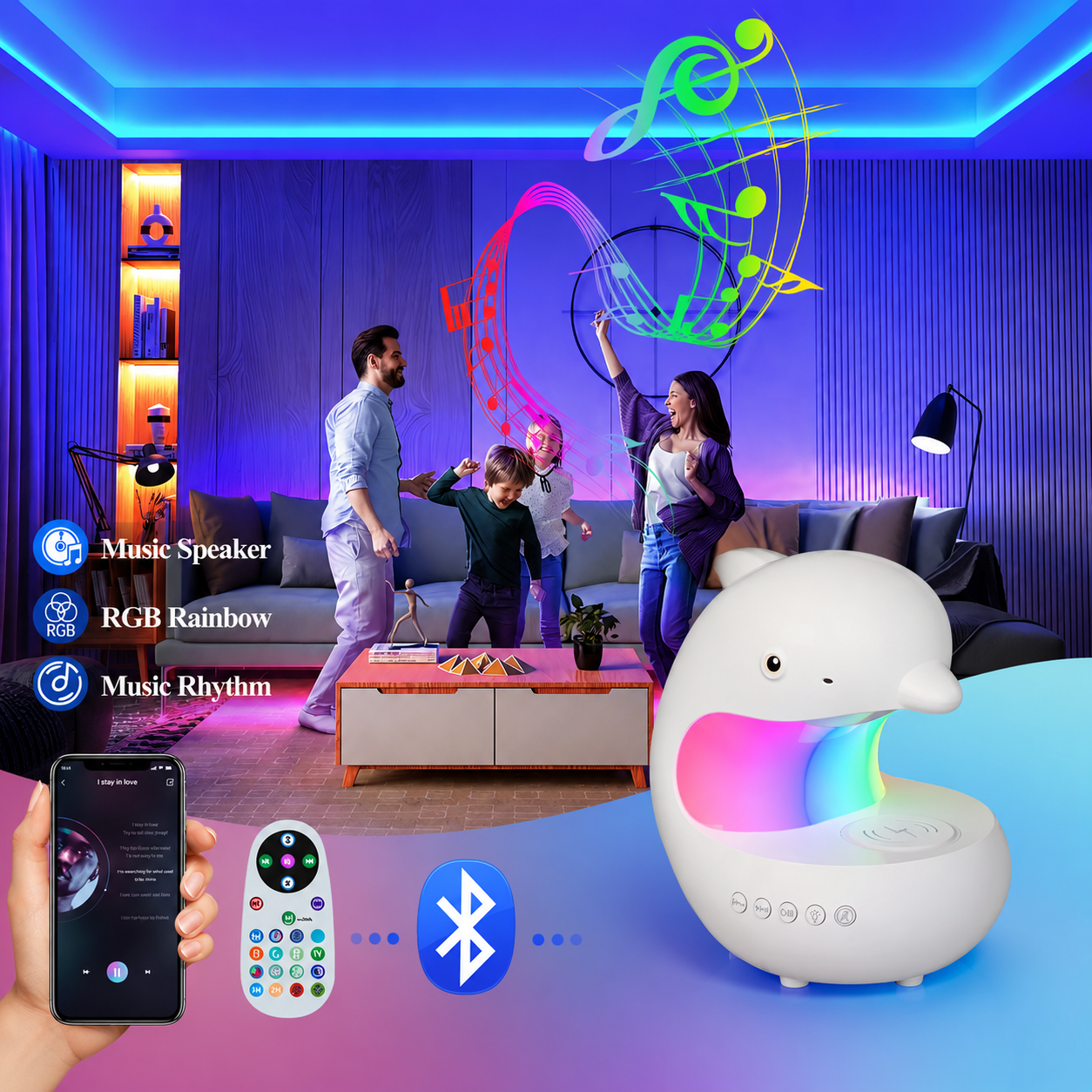 DolphinGlow - RGB Speaker Night Light