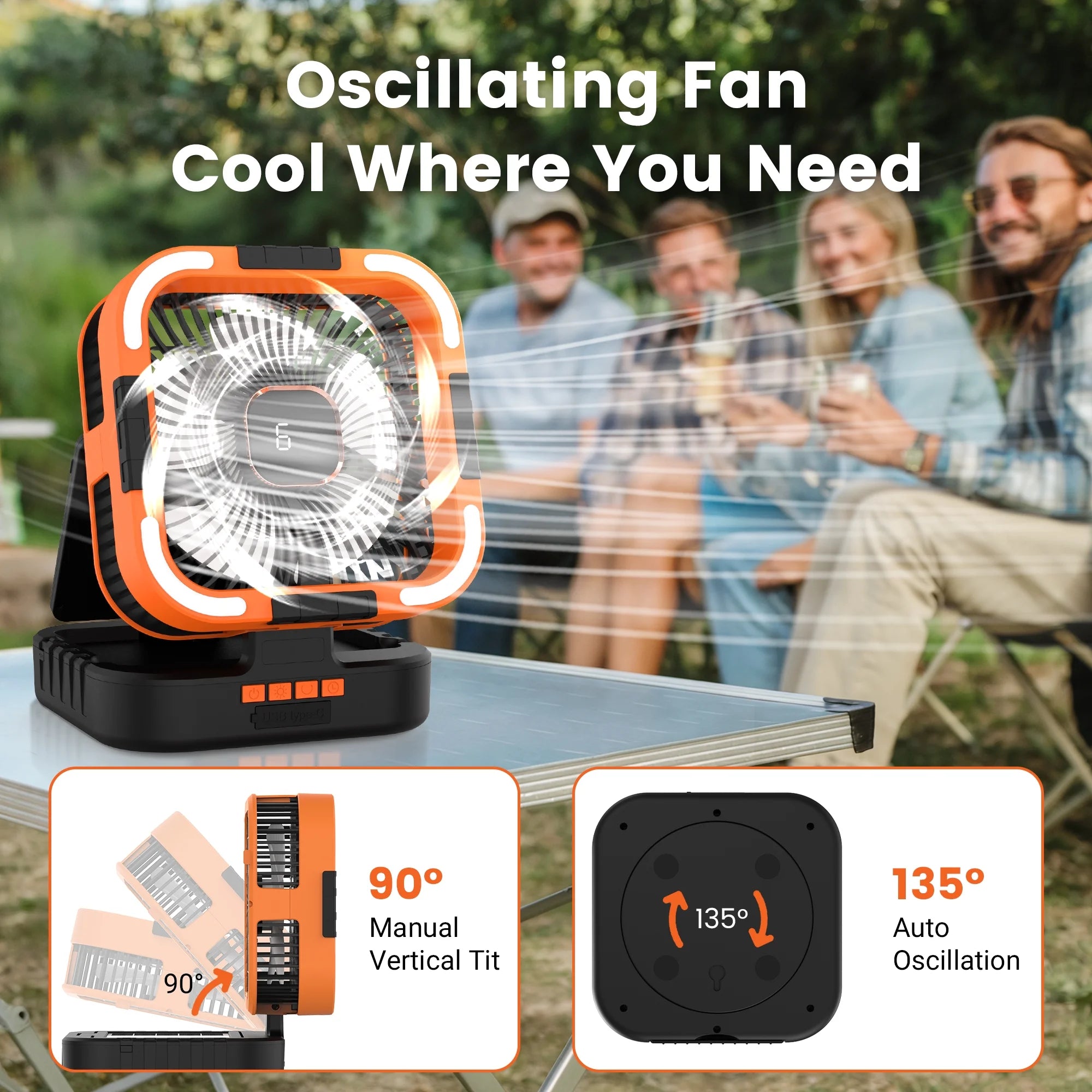 SolarBreeze - 3 in 1 Solar Camping Fan
