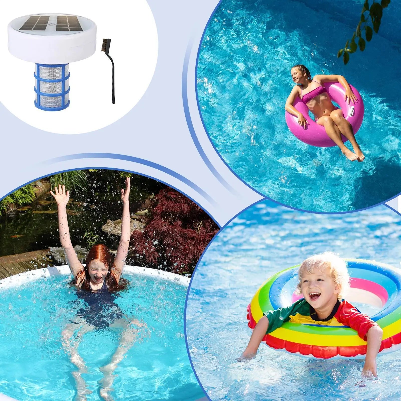 SolarClear -Solar Powered Pool Ionizer with LED Light