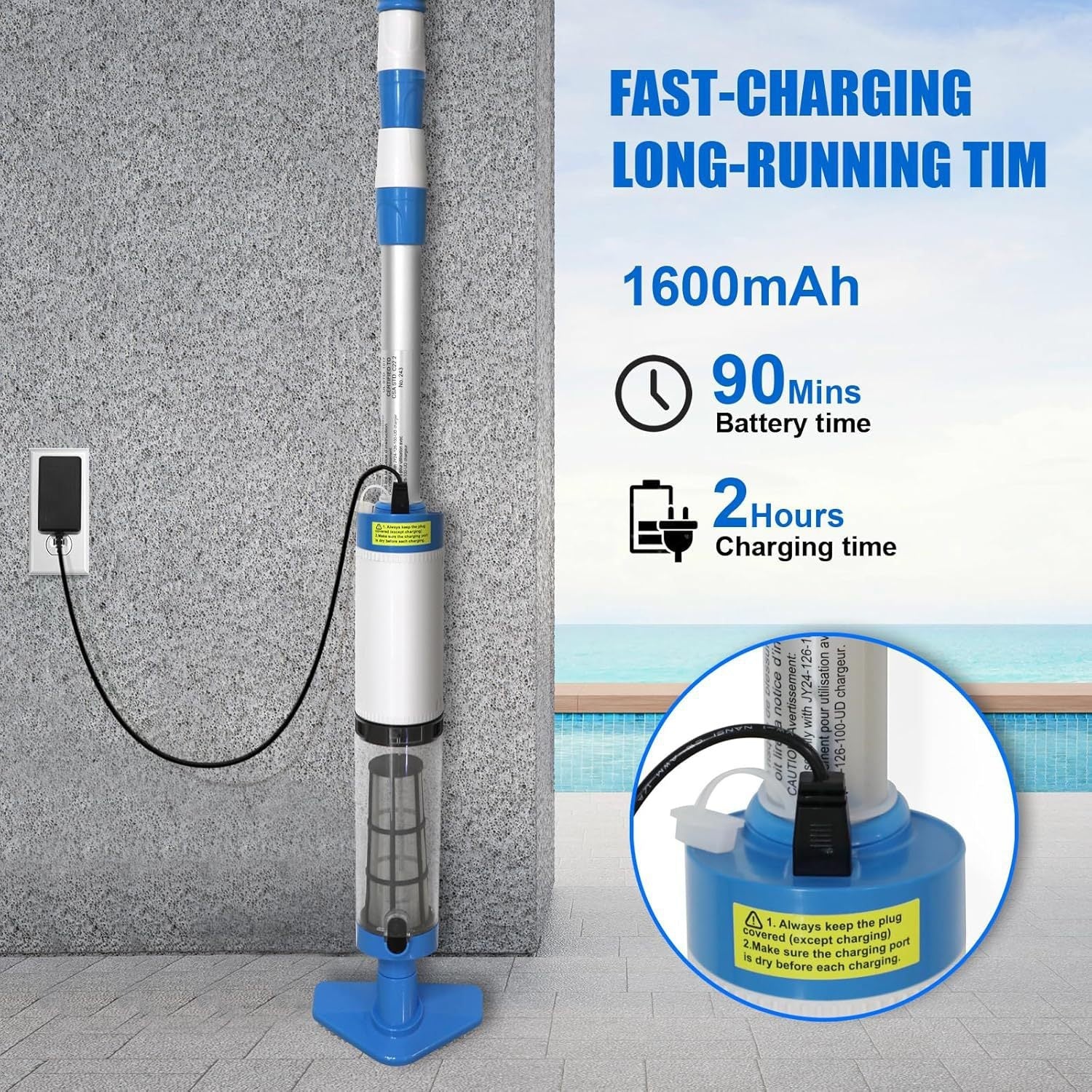 AquaVac - 3 in 1 Cordless Rechargeable Pool Vacuum Cleaner - OneTapWireless