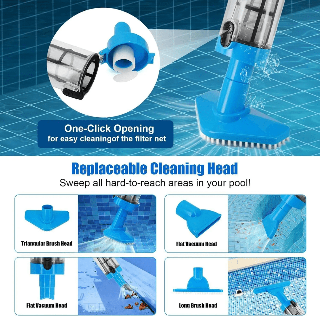 AquaVac - 3 in 1 Cordless Rechargeable Pool Vacuum Cleaner - OneTapWireless