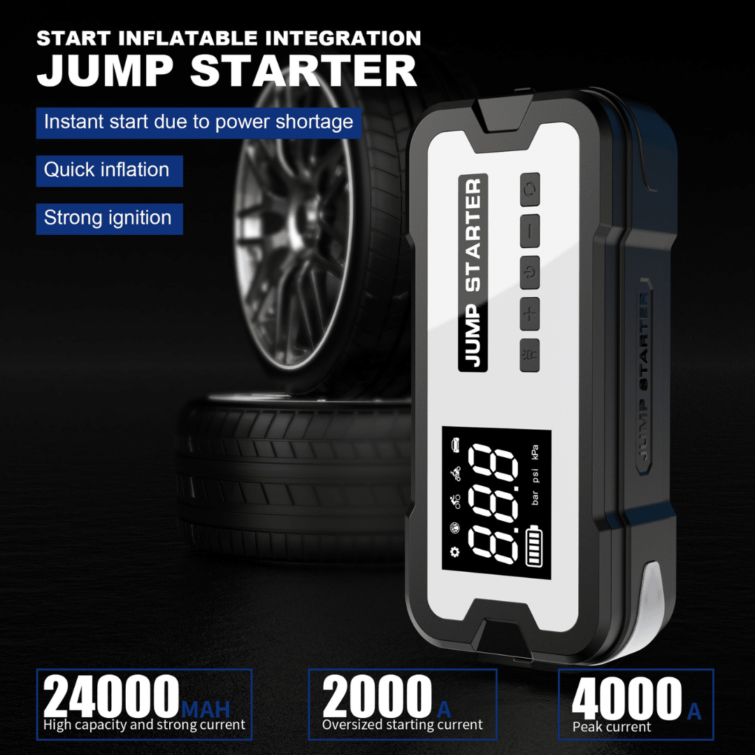 AutoResQ - 4in1 Portable Car Jump Starter with Air Pump - OneTapWireless