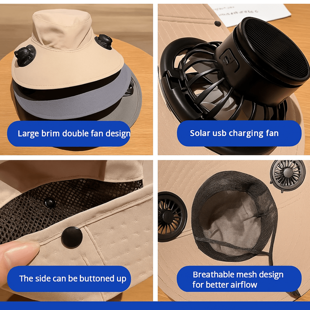 ShadeBreeze Pro - Outdoor Cooling Hat with Solar Fan - OneTapWireless